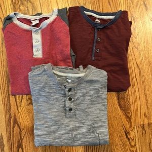 Lot of 3 Crewcuts, Old Navy long-sleeve Henley tops, sizes 14